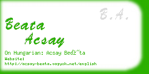 beata acsay business card